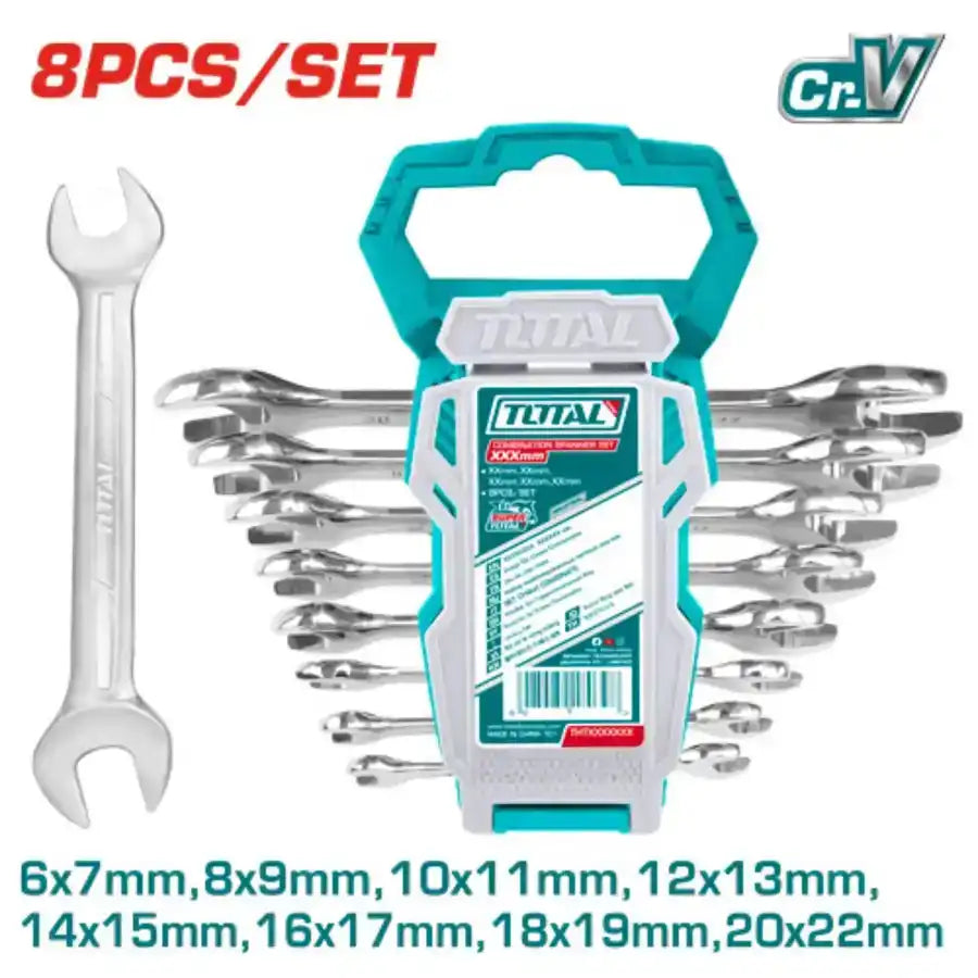 Double Open End Spanner Set 8 Pcs - Total Tools